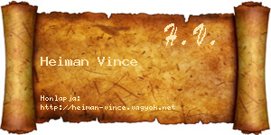 Heiman Vince névjegykártya